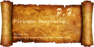 Piringer Henrietta névjegykártya